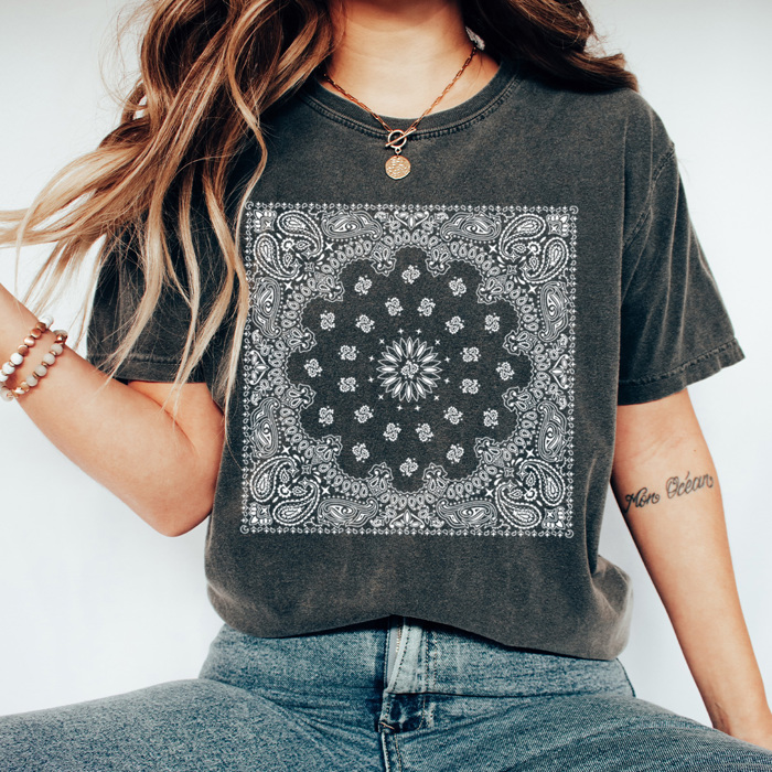 Bandana Print Graphic Tee, Trendy Shirt, Every Day Tee, Cute Graphic Tee