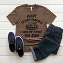 XXL Brown Give My Family The Bird Graphic Tee, Funny Thanksgiving Graphic Tee, Unisex Shirt, Thanksgiving Chef