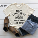 XL Cream Give My Family The Bird Graphic Tee, Funny Thanksgiving Graphic Tee, Unisex Shirt, Thanksgiving Chef