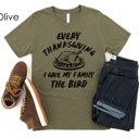 XXL Olive Give My Family The Bird Graphic Tee, Funny Thanksgiving Graphic Tee, Unisex Shirt, Thanksgiving Chef