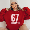 Small Red 67 Trendy Graphic Sweatshirt, Six Seven Graphic Sweatshirt, Trendy Sweatshirt, Christmas Gift