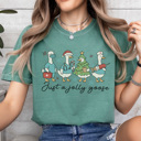 Medium Light Green Jolly Christmas Goose Graphic Tee, Christmas Nurse Shirt, Christmas CNA Shirt, Christmas Gift for Nurse