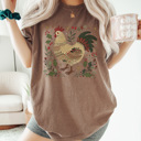 Large Espresso Festive Chicken Graphic Tee, Christmas Chicken Shirt, Chicken Mama Tee, Christmas Gift Tee