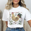 Small White Festive Chicken Graphic Tee, Christmas Chicken Shirt, Chicken Mama Tee, Christmas Gift Tee
