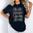 Medium Black Dance Like Frosty Graphic Tee, Shine Like Rudolph Shirt, Give Like Santa Tee, Love Like Jesus Shirt, Christian Christmas Tee