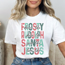 Large White Dance Like Frosty Graphic Tee, Shine Like Rudolph Shirt, Give Like Santa Tee, Love Like Jesus Shirt, Christian Christmas Tee
