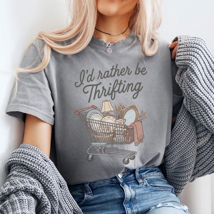 I'd Rather Be Thrifting Graphic Tee, Thrift Store Shirt, 5 Colors, Comfort Color Tees