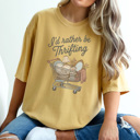 Small Mustard I'd Rather Be Thrifting Graphic Tee, Thrift Store Shirt, 5 Colors, Comfort Color Tees