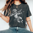 Small Pepper Trendy Cupid Graphic Tee, Pixel Art Shirt, Valentine's Day Graphic Tee, Cute Cupid Tee