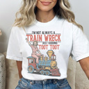 Medium White Train Wreck Graphic Tee, Funny Mom Shirt, Sarastic Graphic Tee, Mama Tee, Comfort Colors, Vintage Fit