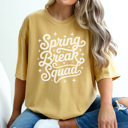 Large Mustard Spring Break Squad Graphic Tee, Vacation Shirt, Matching Graphic Tees, Beach Vacation Shirt