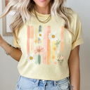 XL Butter Spring Watercolor Flowers Graphic Tee, Daisy Shirt, Pastel Graphic Tee, Trendy Shirt, Comfort Colors