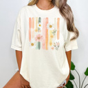 Large Ivory Spring Watercolor Flowers Graphic Tee, Daisy Shirt, Pastel Graphic Tee, Trendy Shirt, Comfort Colors