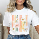 XXL White Spring Watercolor Flowers Graphic Tee, Daisy Shirt, Pastel Graphic Tee, Trendy Shirt, Comfort Colors