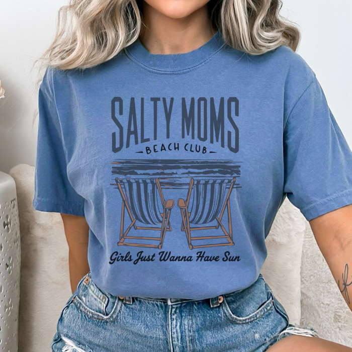 Salty Moms Beach Club Graphic Tee, Spring Break Shirt, Summer Graphic Tee, Mama Tee, Funny Mom Shirt, Salty Graphic Tee, Comfort Colors