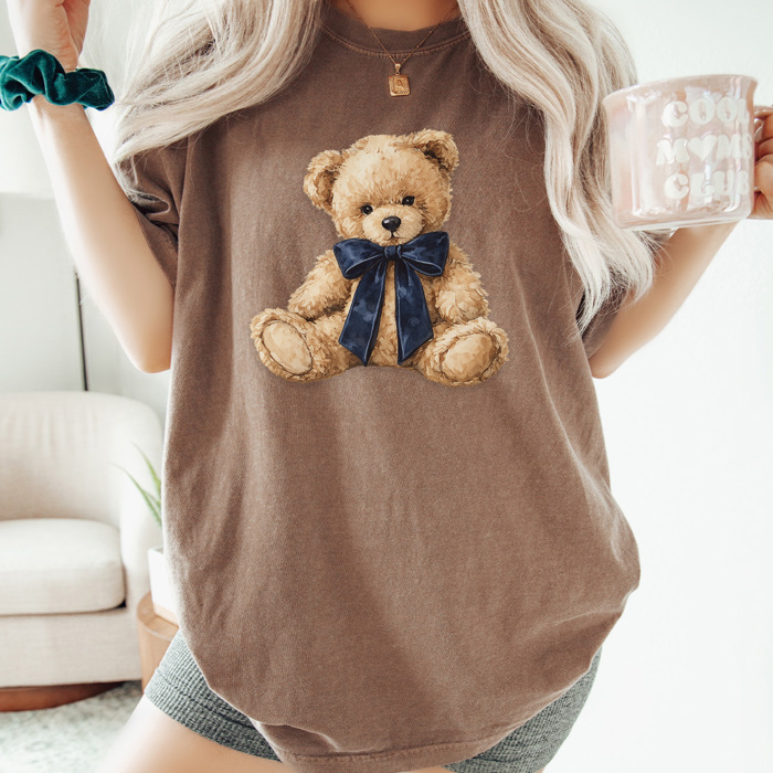 Trendy Teddy Graphic Tee, Cute Bear Shirt, Trendy Bear Tee, Every Day Shirt, Comfort Colors