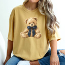 Small Mustard Trendy Teddy Graphic Tee, Cute Bear Shirt, Trendy Bear Tee, Every Day Shirt, Comfort Colors