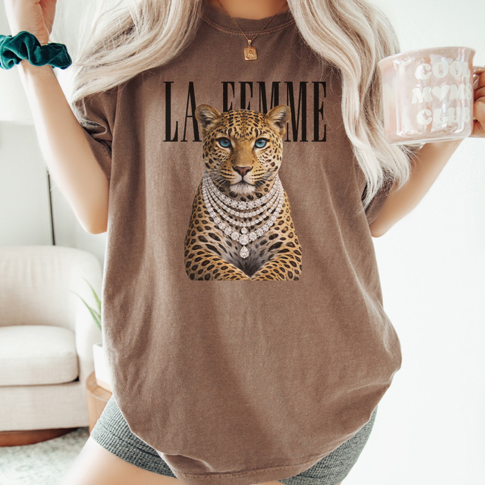 Fashion Leopard Graphic Tee, Trendy Shirt, Spring Graphics, Comfort Colors