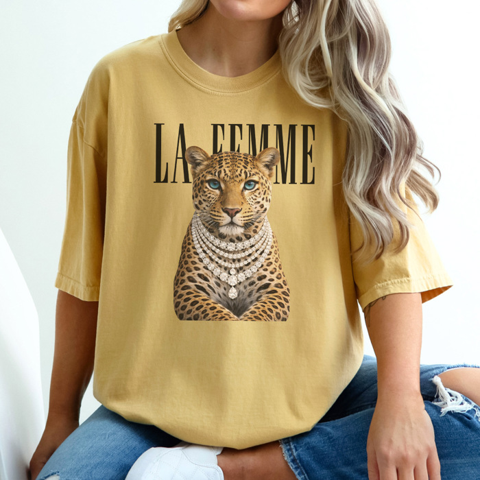 Fashion Leopard Graphic Tee, Trendy Shirt, Spring Graphics, Comfort Colors