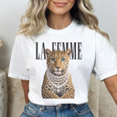 Medium White Fashion Leopard Graphic Tee, Trendy Shirt, Spring Graphics, Comfort Colors