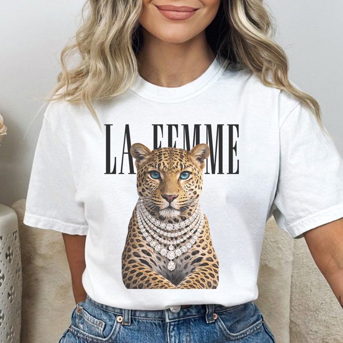 Fashion Leopard Graphic Tee, Trendy Shirt, Spring Graphics, Comfort Colors