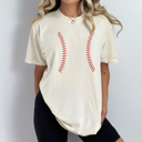 Medium Ivory Baseball Laces Graphic Tee, Game Day Tee, Baseball Mama, Comfort Colors