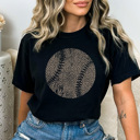 Medium Black Leopard Baseball Graphic Tee, Vintage Baseball Shirt, Baseball Mom Tee, Comfort Colors