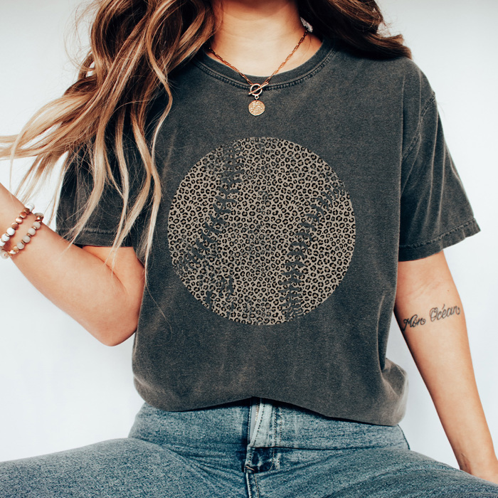 Leopard Baseball Graphic Tee, Vintage Baseball Shirt, Baseball Mom Tee, Comfort Colors