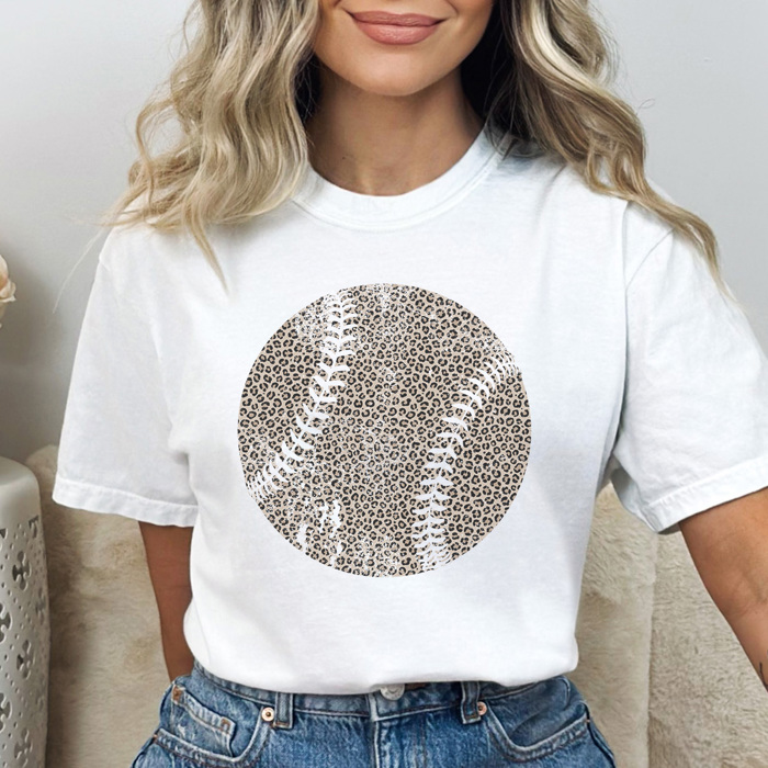 Leopard Baseball Graphic Tee, Vintage Baseball Shirt, Baseball Mom Tee, Comfort Colors