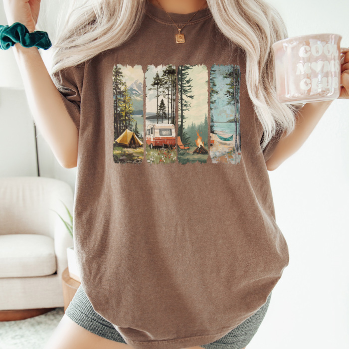Camping Views Graphic Tee, Outdoorsy Tee, Summer Tshirt, Camp Life Shirt, Comfort Colors