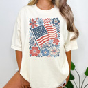 XL Ivory USA Floral Flag Graphic Tee, American Shirt, 250 Years, Patriotic Tee, Fourth of July Shirt, America, Comfort Colors