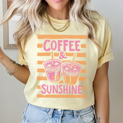 Coffee and Sunshine Graphic Tee, Summer Graphic Tee, Coffee Shirt, Comfort Colors Tee