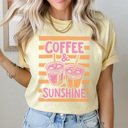  Coffee and Sunshine Graphic Tee, Summer Graphic Tee, Coffee Shirt, Comfort Colors Tee