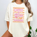 Large Ivory Coffee and Sunshine Graphic Tee, Summer Graphic Tee, Coffee Shirt, Comfort Colors Tee