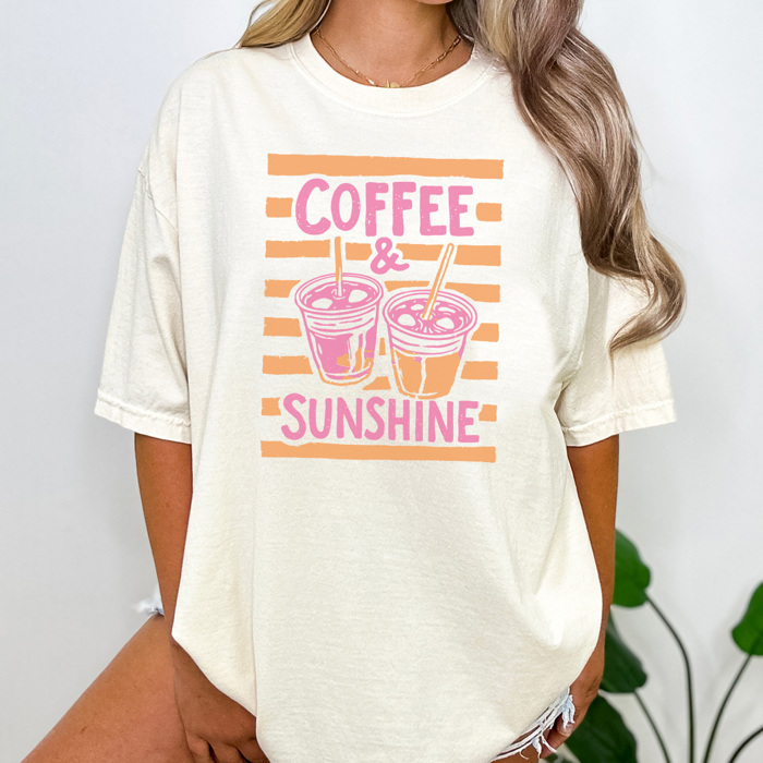 Coffee and Sunshine Graphic Tee, Summer Graphic Tee, Coffee Shirt, Comfort Colors Tee