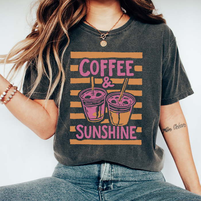 Coffee and Sunshine Graphic Tee, Summer Graphic Tee, Coffee Shirt, Comfort Colors Tee