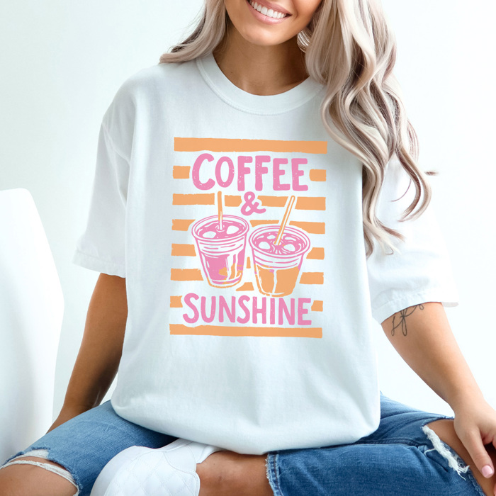Coffee and Sunshine Graphic Tee, Summer Graphic Tee, Coffee Shirt, Comfort Colors Tee