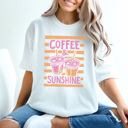 XXL White Coffee and Sunshine Graphic Tee, Summer Graphic Tee, Coffee Shirt, Comfort Colors Tee