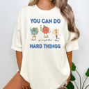 Medium Ivory You Can Do Hard Things Teacher Graphic Tee, Back to School Shirt, Cute Teacher Tee, Comfort Colors
