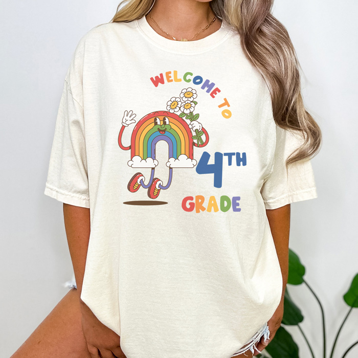 Welcome Rainbow Grades Graphic Tee, Cute Teacher Tee, Teacher Grade Shirt, Back to School Tee, Comfort Colors