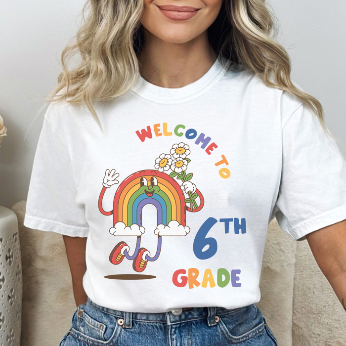 Welcome Rainbow Grades Graphic Tee, Cute Teacher Tee, Teacher Grade Shirt, Back to School Tee, Comfort Colors