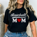 XL Black Trendy Baseball Mom Heart Graphic Tee, Baseball Mom Shirt, Game Day Tee, Cute Baseball Mom, Comfort Colors