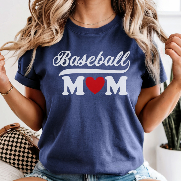 Trendy Baseball Mom Heart Graphic Tee, Baseball Mom Shirt, Game Day Tee, Cute Baseball Mom, Comfort Colors