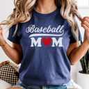 Medium Navy Trendy Baseball Mom Heart Graphic Tee, Baseball Mom Shirt, Game Day Tee, Cute Baseball Mom, Comfort Colors