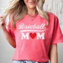 Small Watermelon Trendy Baseball Mom Heart Graphic Tee, Baseball Mom Shirt, Game Day Tee, Cute Baseball Mom, Comfort Colors