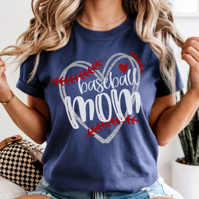 Baseball Mom Faux Sparkle Graphic Tee, Baseball Mom Shirt, Game Day Tee, Cute Baseball Mom, Comfort Colors