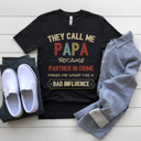 XL Black Partner in Crime Papa Graphic Tee, Father's Day Shirt, Grandpa Tee, Gift for Dad, Papa Shirt