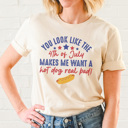 Large Cream Fourth of July Hot Dog Graphic Tee, 4th of July Shirt, Movie Shirt, Fourth of July Tshirt