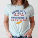 Large Purist Blue Fourth of July Hot Dog Graphic Tee, 4th of July Shirt, Movie Shirt, Fourth of July Tshirt