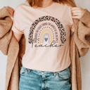 Large Peach She Believed Teacher Graphic Tee, Back to School, Teacher Appreciation, Teacher Shirt